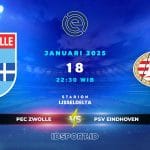 Prediksi Skor Pertandingan PEC Zwolle vs PSV Eindhoven, Eredivisie